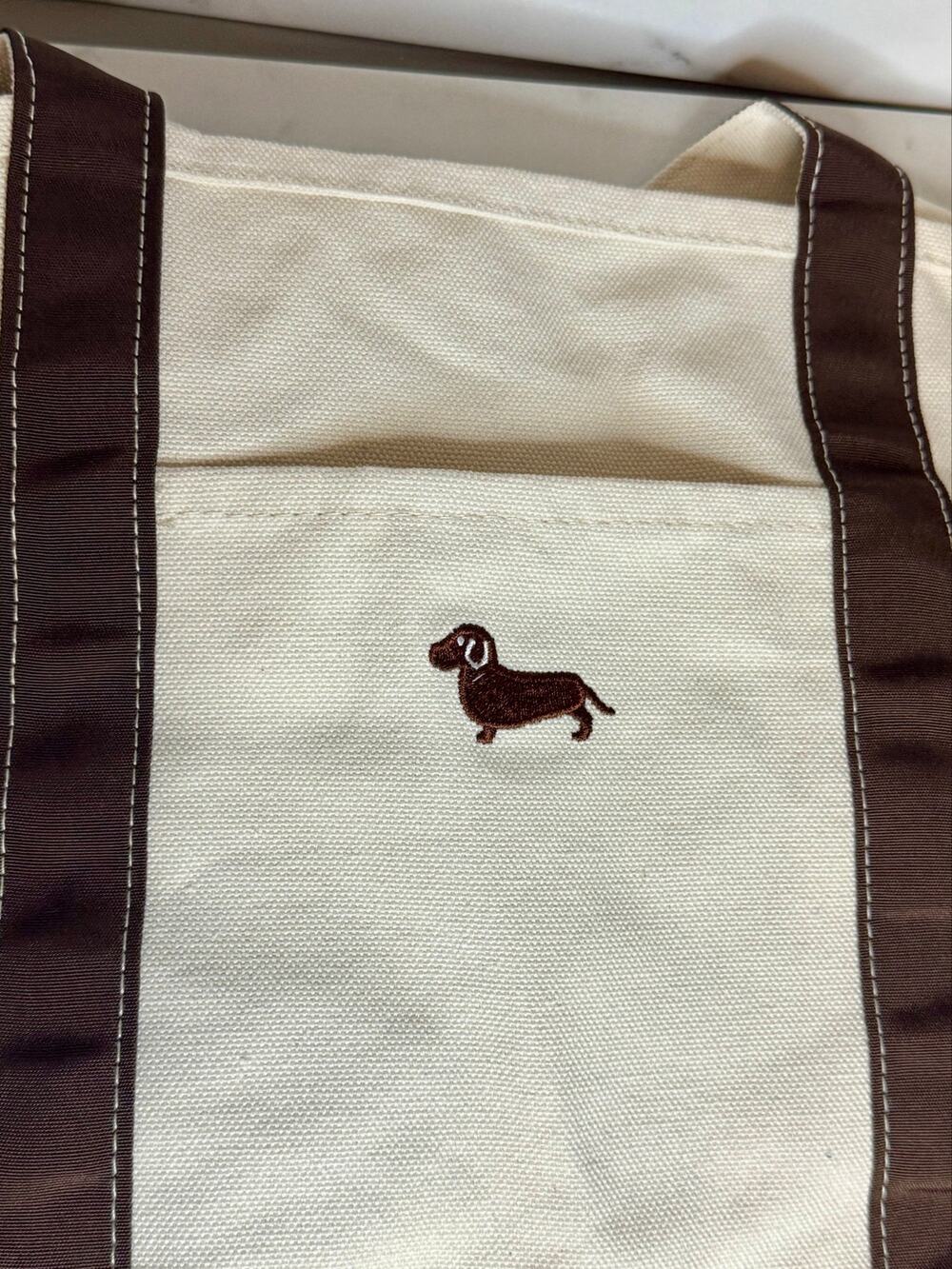Large Dachshund Tote - embroidered dachshund